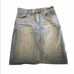 Madewell A Line Medium Distressed Wash Denim Jean Skirt 27